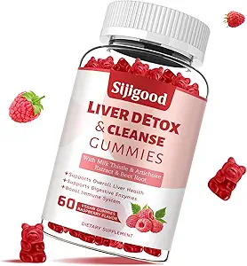 Liver Cleanse Detox and Repair Gummies - Silymarin Milk Thistle Supplement with Artichoke, Dandelion and Elderberry - Liver Support Supplement - 60 Raspberry Flavored Gummies