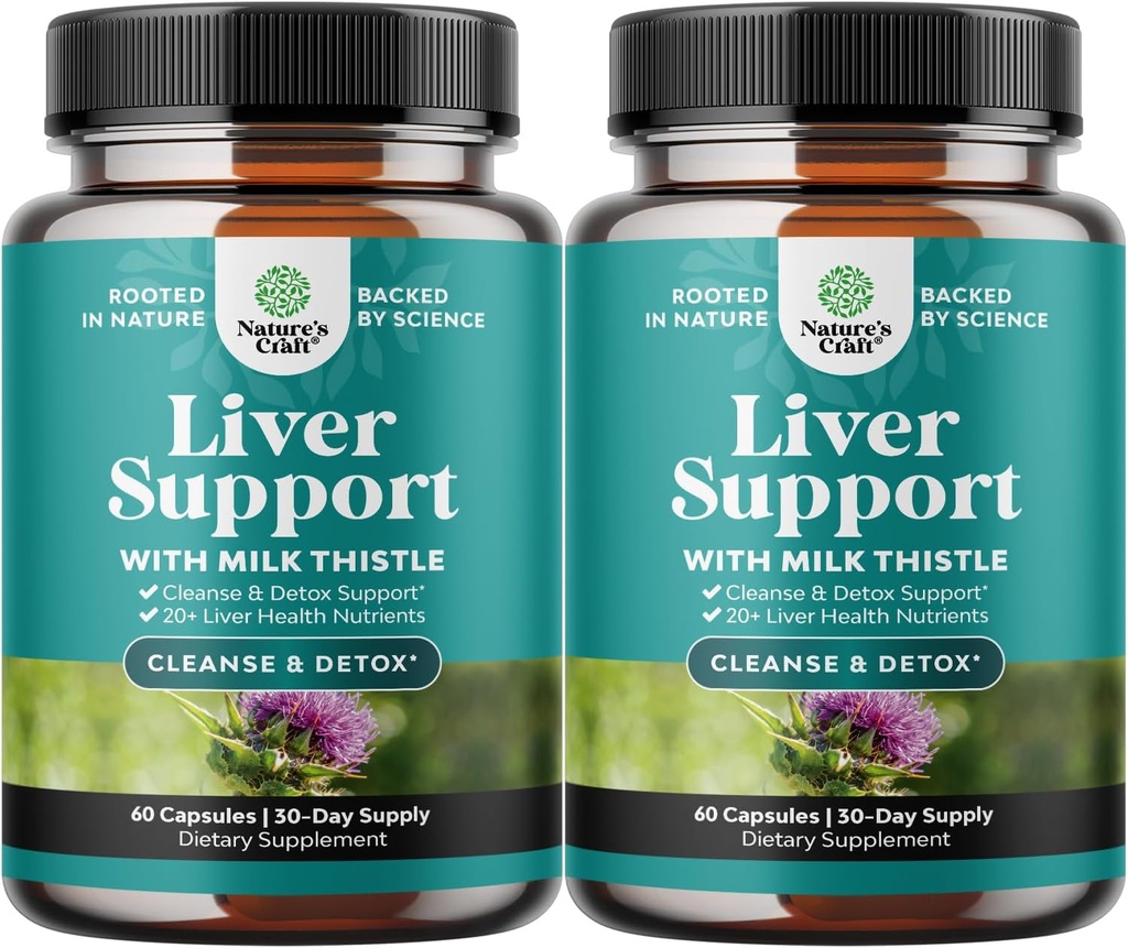 Natures Craft Liver Cleanse Detox & Repair 2 Pack Bundle - Herbal Liver Support Milk Thistle Supplement - Silymarin Milk Thistle Supplements with Dandelion Root, Choline, Beetroot & Artichoke Extract   乳酸菌エキス