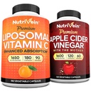 Nutriveinの優れたAppleのサイダーの酢カプセル及びLiposomalのビタミンCの補足の束:高吸収のビタミンCのカプセル及びAppleのサイダーの補足は免疫の防衛及び腸の健康のために束ねます