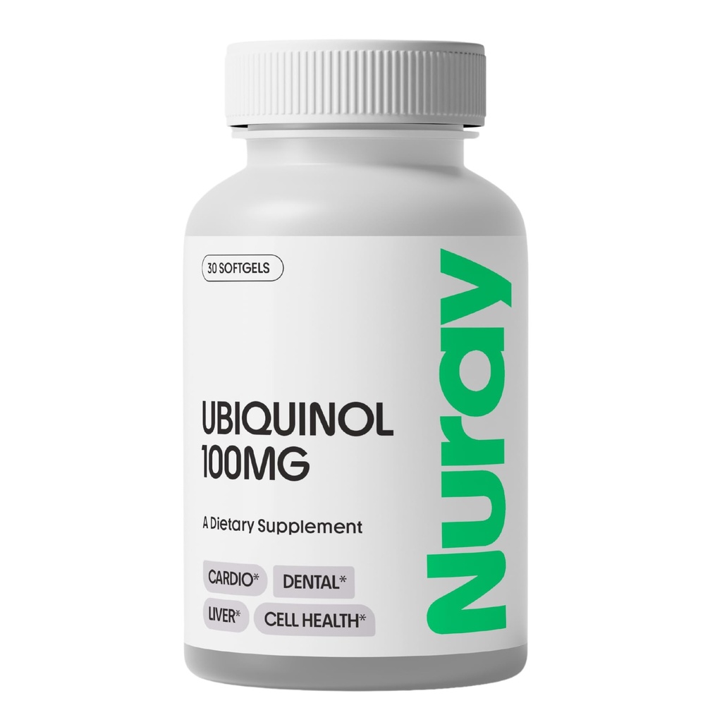 Nuray Ubiquinol 100mg Softgels、心臓血管および歯科健康、グルテンフリーの免疫サポートのためのCoQ10の活動的な形態は、肝臓の健康、30の計算を高めます