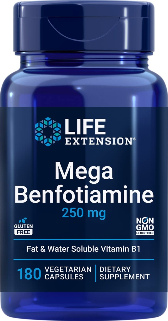 ライフエクステンションメガベンフォチアミン、250mg、30ベジキャップチアミン - ビタミンB1サプリメント