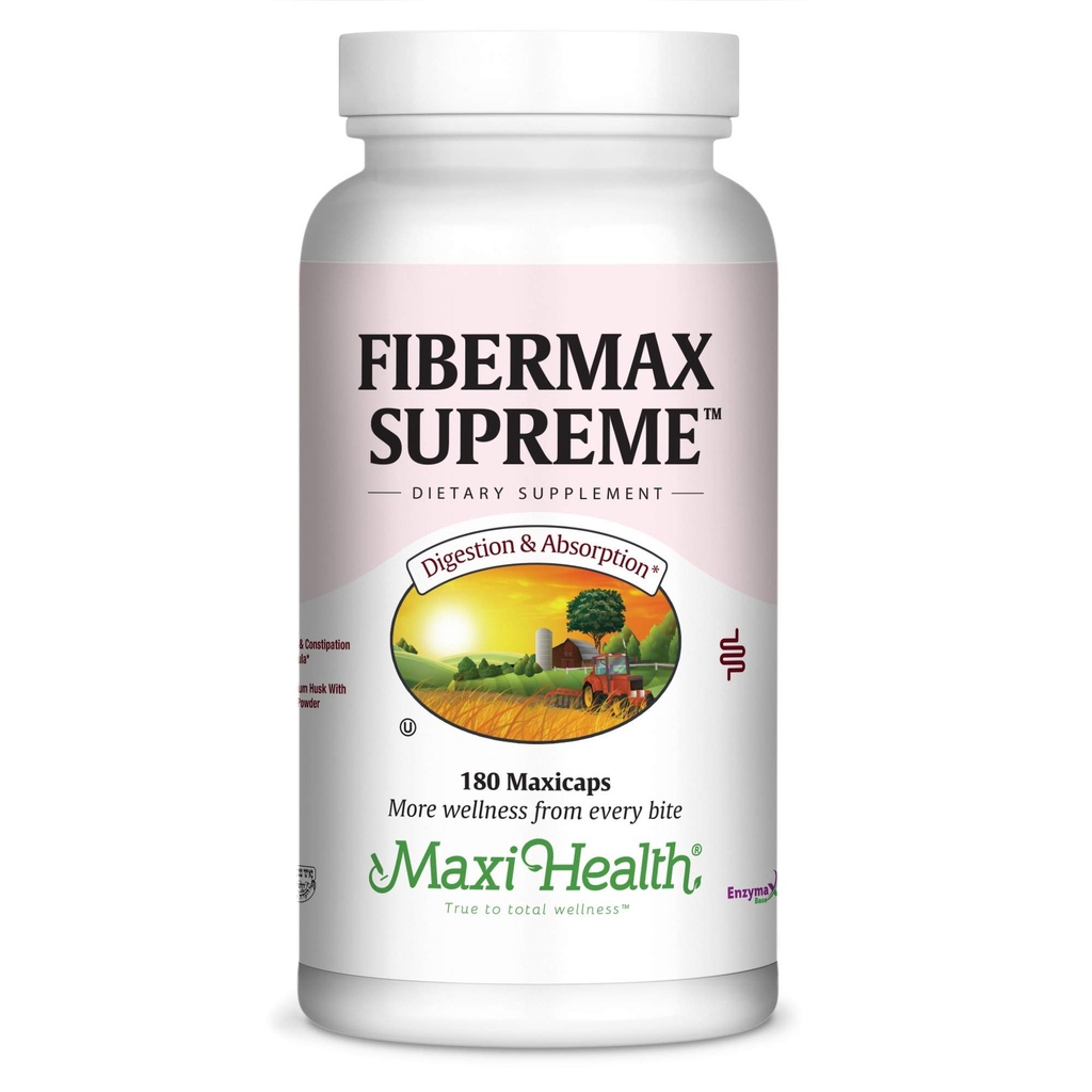 Maxi Health Fibermax最高 - 生計消化器およびガット サポートのための繊維のカプセル - ベジタリアンのPsylliumのカプセル - Kosherの男性と女性のための繊維の補足(180の計算)