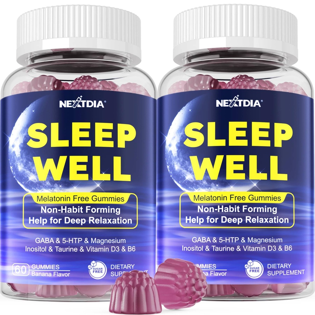 MelatoninはマグネシウムのGlycinate、GABA、5-HTP、L-Theanine、Valerian、Chamomile、レモン バルム、ビタミンD3及びB6 -ホルモン及び薬剤の自由で、非習慣の形成、2のパックと眠ります