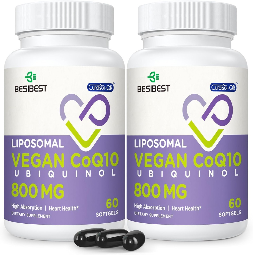 Liposomal Ubiquinol CoQ10 800のMGのSoftgel、高い吸収のCoQ10 Ubiquinolの補足、活動的なCoenzyme Q10 800mg、中心及び頭脳機能、エネルギー生産、120のビーガンSoftgelsのための強力な酸化防止剤