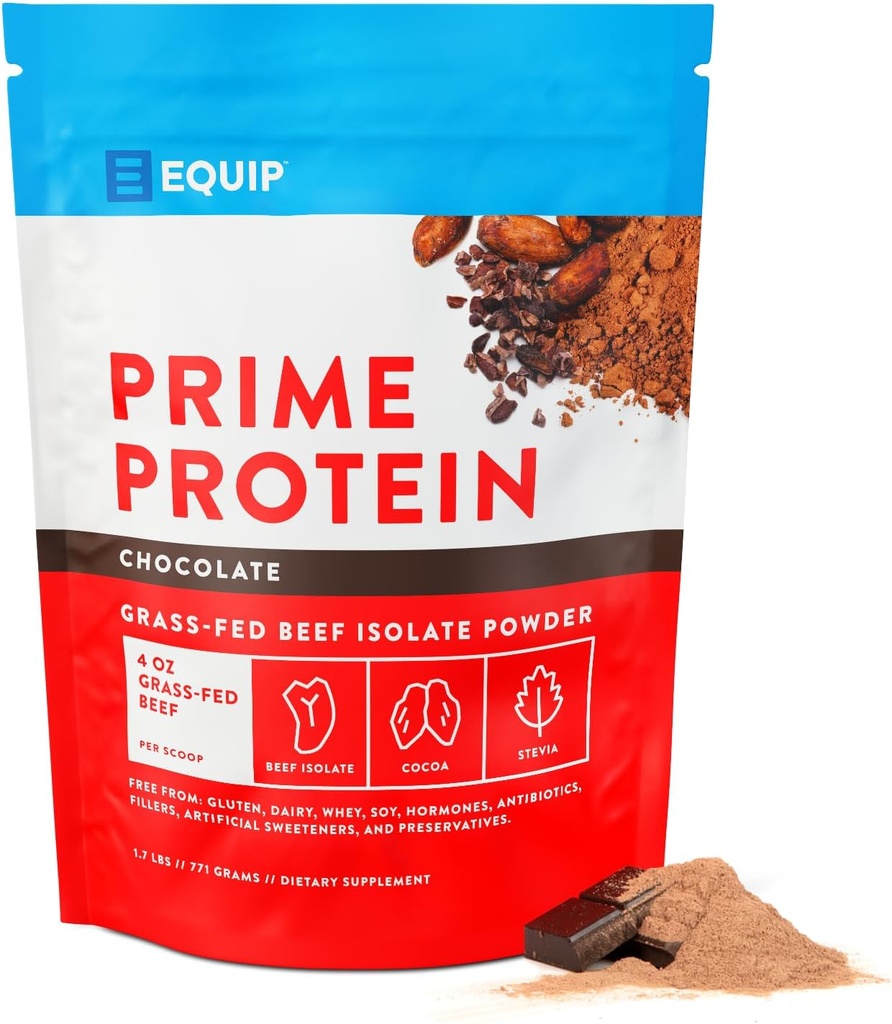 エクイプ食品 プライムプロテインパウダー | クリーン・グラスフェッドビーフプロテインパウダー | Carnivore Protein Isolate | Paleo, Keto Friendly | グルテン&乳液フリー | ティッシュのビルドと修理に役立ちます | 30 サービング, チョコレート
