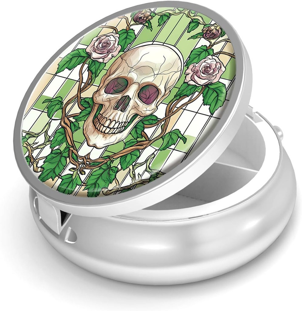 Pill Box-3 Compartmentの財布のための小さい丸薬の箱及びポケット小型金属の丸薬のホールダー旅行丸薬の容器は補足のビタミンBPAなし(頭皮およびローズ)を保持します