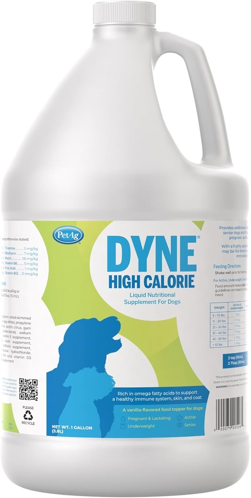 PetAg Dyne High Calorie Liquid Nutritional Supplement for Dogs & Puppies 8 Weeks - 1 Gallon - サポート性能と耐久性 - 甘いバニラフレーバー