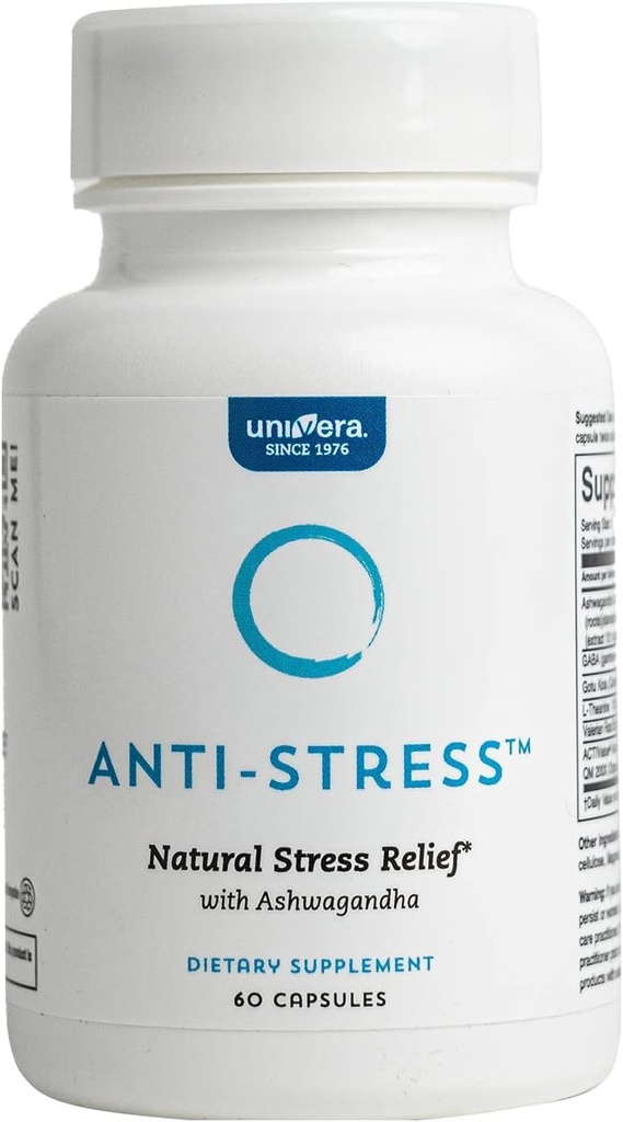 Univera Anti-Stress, ストレスリリーフサプリメント, Ashwagandha, GABA, L-Theanine, & Gotu Kola, 60 カウント, カプセル