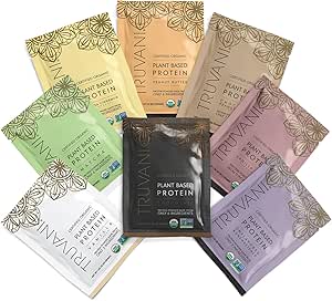 Truvani Vegan Pea Protein Powder | Sample Pack | 20g Organic Plant Based Protein | 8 Single Serving Packets | Keto | Gluten & Dairy Free | Low Carb | No Added Sugar