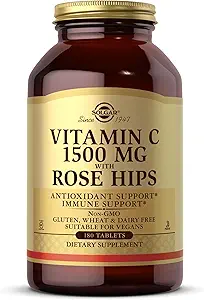 Solgar Vitamin C 1500 mg with Rose Hips, 180 Tablets - Antioxidant & Immune Support - Overall Health - Supports Healthy Skin & Joints - Non GMO, Vegan, Gluten Free, Dairy Free, Kosher - 180 Servings