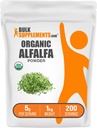 BulkSupplements.comオーガニックアルファグラスパウダー - Alfalfaサプリメント、グリーンスーパーフードパウダー - ビーガン&グルテンフリー、サービングあたり5g、1kg(2.2ポンド)(1パック)