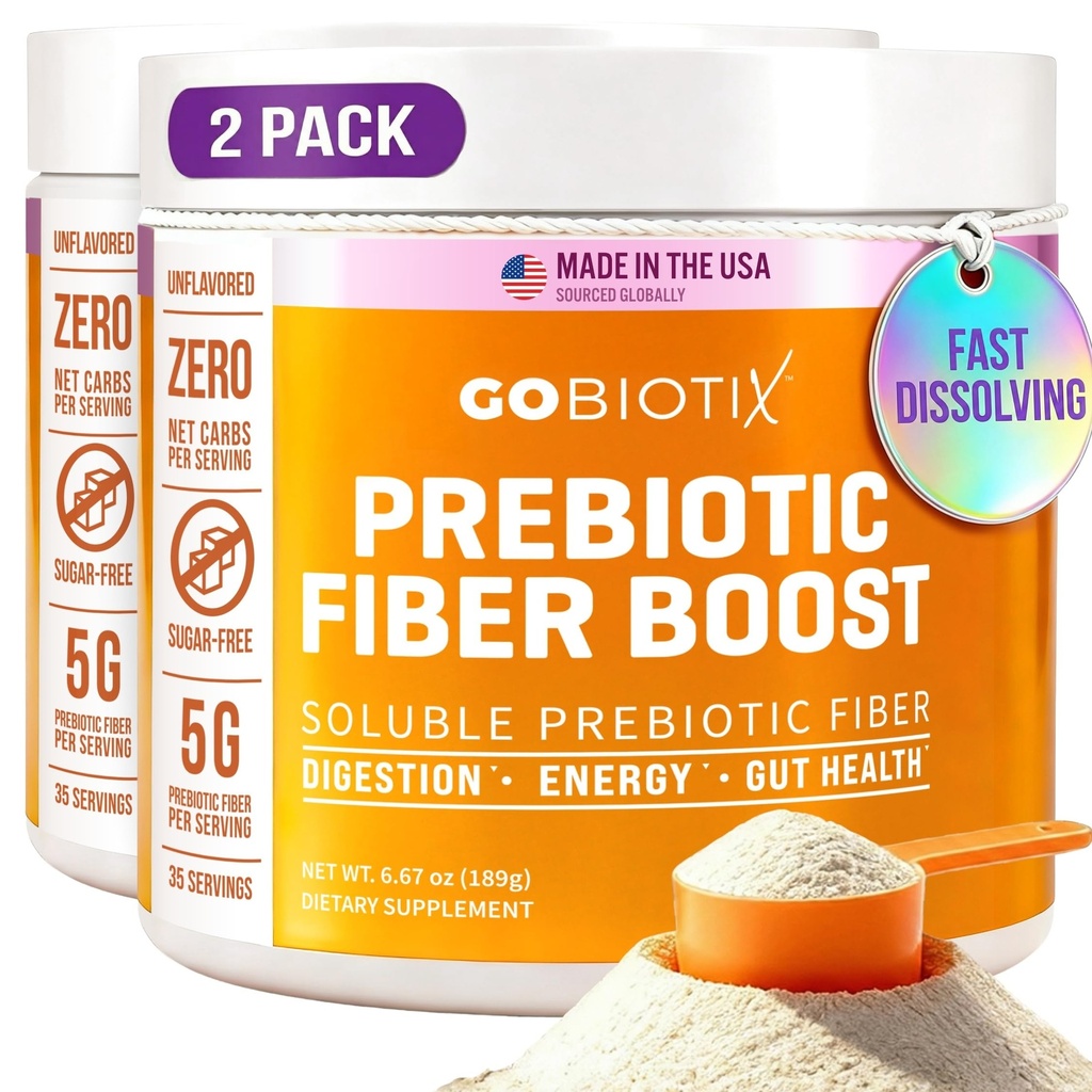 消化の健康とGLP-1サポートのためのプレバイオティクスとGoBiotix繊維サプリメントパウダー、Gt健康&デブラート、ケト、ビーガン、グルテンフリー、35サービング(2パック)