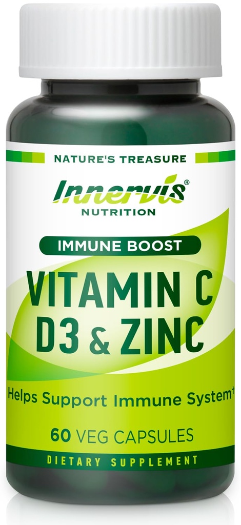 免疫ブーストコンプレックス - ビタミンC 900mg、D3 2,500 IU & 免疫システムサポートのための亜鉛25mg、72ベジーキャップ  インナーヴィス栄養