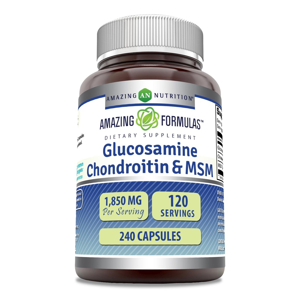 アメイジングフォーミュラグルコサミンコンドロイチン&MSMサプリメント | サービングあたり1850 Mg | 240カプセル | 非GMO | グルテンフリー | アメリカ製