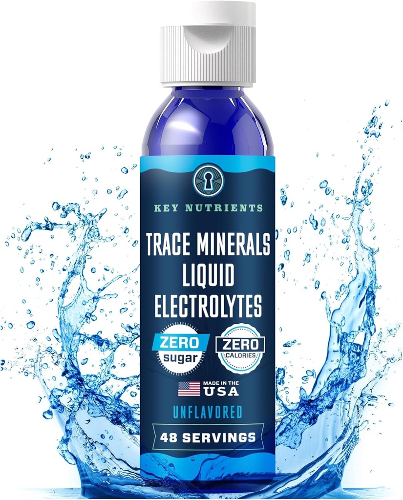 KEY NUTRIENTS トレースミネラル 水分補給のための液体電解液 4oz - 電解液ドロップ、電解液水、ケト電解液 - 飲料水のためのミネラルドロップ