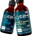 E2H:肝臓サポートサプリメントとコルディセプキノコサプリメント  ビーガン、非GMO - 2 Fl Oz各(4 Fl Oz合計) - バンドル