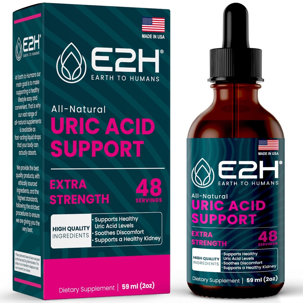 E2H 尿酸サポートサプリメント - タルトチェリーと悪魔の爪 - Uric 酸の健康と腎臓機能非 GMO - ビーガン - 2 Fl Oz