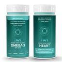 Iwi Omega-3ミニ&ハートオメガ-3バンドル、30サービング、ビーガン植物ベースの藻オメガ3、Krill&フィッシュオイル代替、魚介類の後味なし