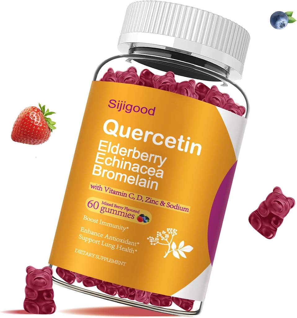 Bromelain、Elderberry、Echinacea、ビタミンC D亜鉛のケルセチンのグミー - 免疫システムサポート60カウント子供と大人のための純粋なケルセチンのグミー