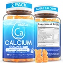 カルシウムグミー600mg - 女性のためのカルシウムサプリメント, オーシャン藻カルシウム | ビタミンD3, K2, マグネシウム | 骨の強度のために, 筋肉 & 免疫 | 持続的に供給アルガエカルシウム, 70 + ミネラル, ビーガン,2パック