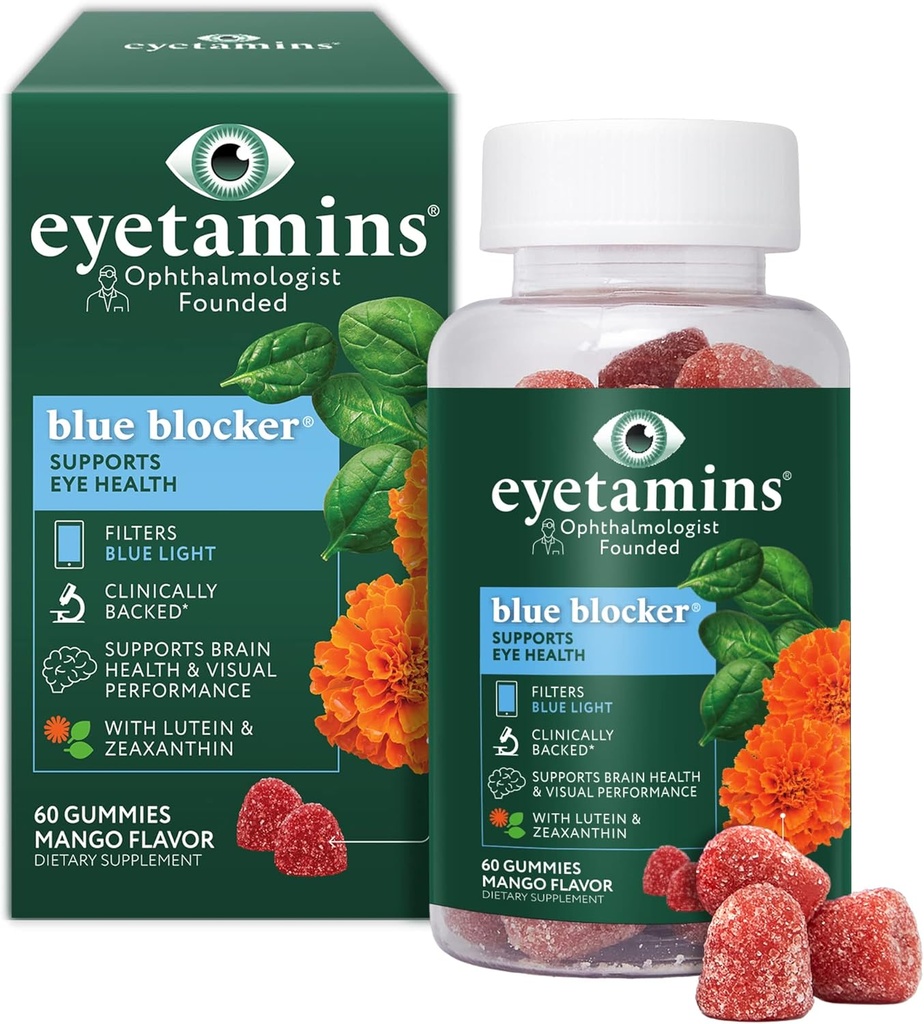 eyetaminsの青いブロッカー®の目の健康- 60のルテインのグミ - Ophthalmologist-発達-サポート ビジョン、フィルター青いライト及び助けの目の緊張-睡眠、焦点の視線を促進して下さい–ビーガン及び非GMOの方式