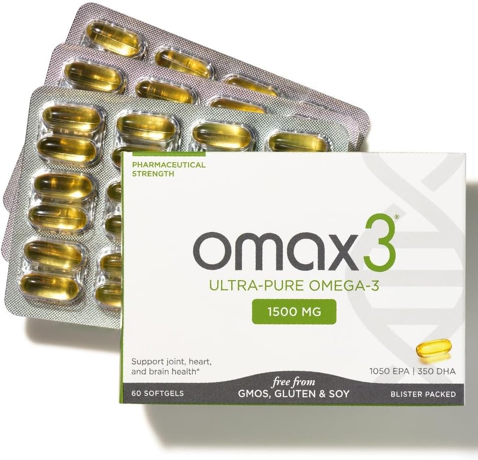 Omax3自然なオメガ3の魚油の丸薬1500 MG EPA DHA - Omega3の脂肪酸は筋肉及び接合箇所のグルテンフリー、ワイルド キャッチ、非GMOの30日の供給のまめのパックされた(1箱)を補います