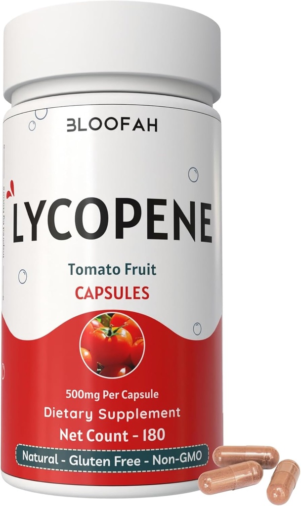 トマトパウダーカプセル500mg - 180カウント(Lycopene) 健康とウェルネスサポートのための天然カロテノイドサプリメント |グルテンフリー&非GMO、植物ベースの