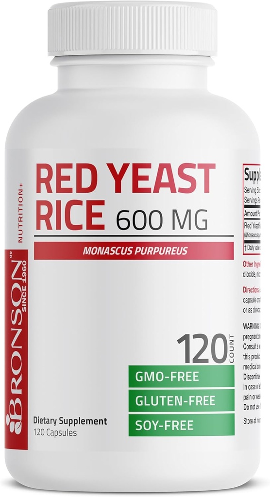 Bronsonの赤いイースト米600のMGのMonascusの母乳草の健康、非GMO、120のカプセル