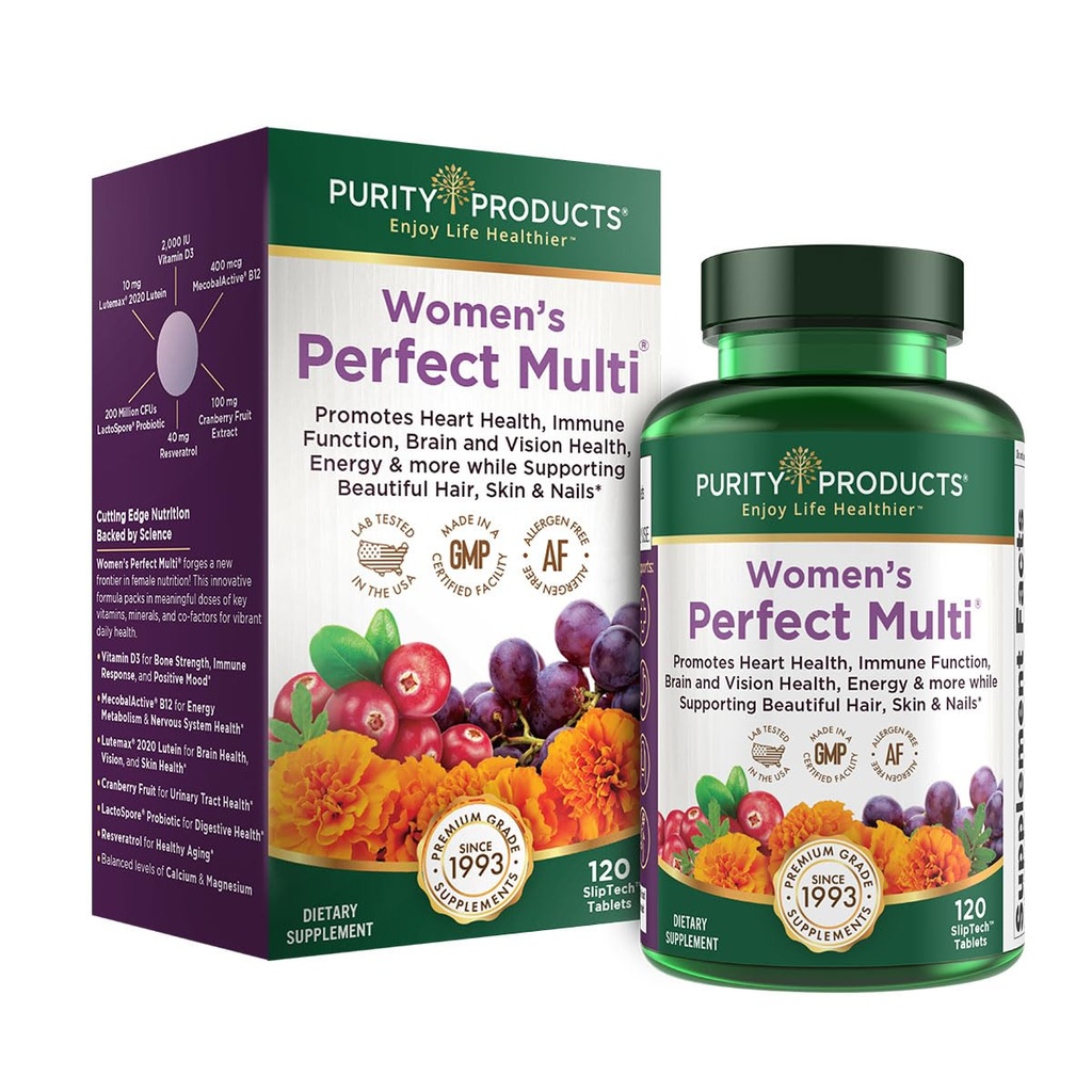 純度プロダクト 女性の完全な多バランスの取れたMultivitamin -サポート 尿路の健康、免疫、骨+筋肉、毛、皮、釘、消化器の健康のためのエリートのプロバイオティクス+ 120のタブレット