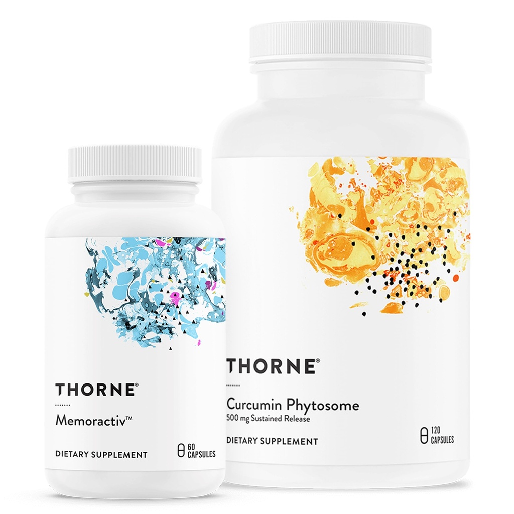 THORNE - Curcumin Phytosome Sustained Release (120 カプセル) & Memoractiv (60 カプセル) バンドル - 関節の健康をサポート, 筋肉の健康 & 健康な老化 - 酪農場無料, 大豆無料, グルテンフリー