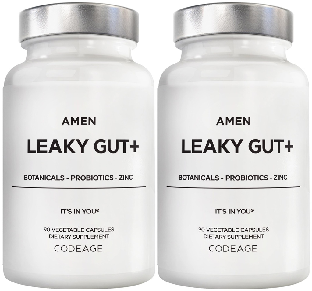 Amen Leaky Gutサプリメント - Bioavailable Lグルタミン、亜鉛、ターメリック、DGL Licorice Root - Marshmallow Root - プロバイオティクス&発酵プレバイオティクス - ビーガン、非GMO - 2-パック