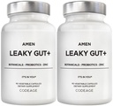 Amen Leaky Gutサプリメント - Bioavailable Lグルタミン、亜鉛、ターメリック、DGL Licorice Root - Marshmallow Root - プロバイオティクス&発酵プレバイオティクス - ビーガン、非GMO - 2-パック
