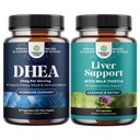 女性と男性のためのDHEAサプリメントの束 - ホルモンバランスのための純粋なDHEA 25mg - Dehydroepiandrosteroneと肝臓の清潔な解毒&修復 - 消化と免疫の健康のためのミルクのこの薬のサプリメント