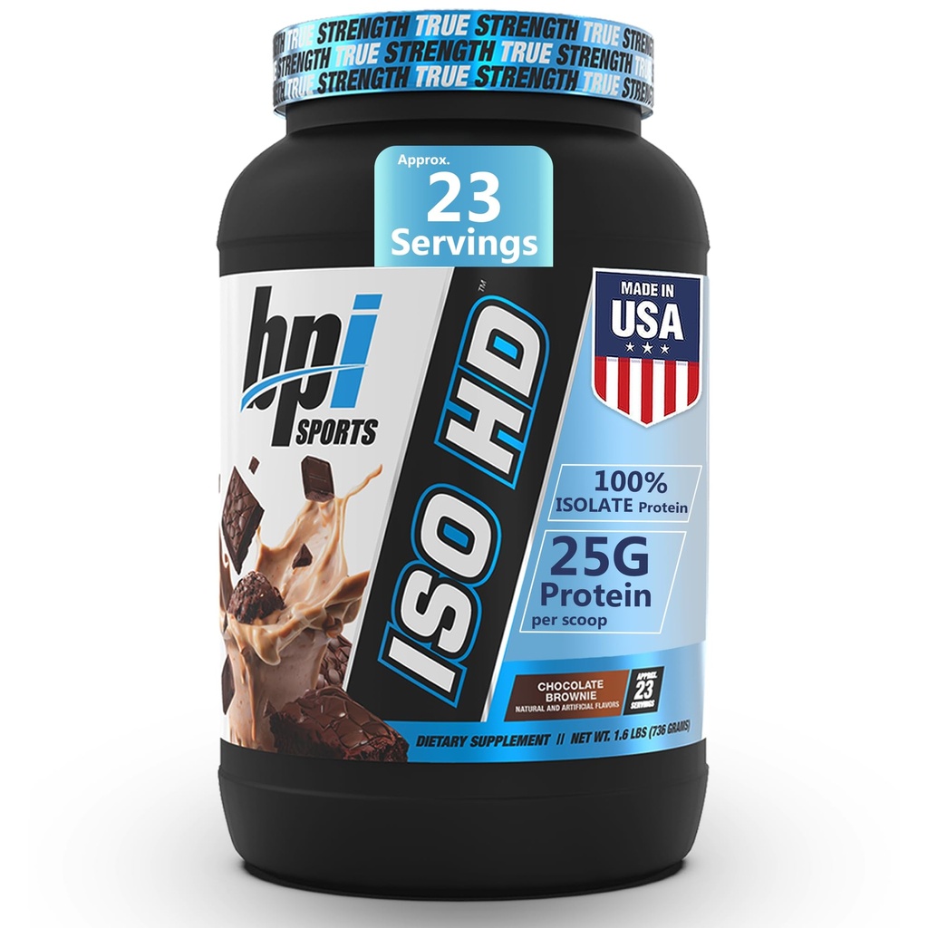 BPIスポーツISO HDの隔離蛋白質の粉–筋肉利益のための100%のWheyの隔離剤、蛋白質の粉-チョコレートBrownie - 1.6 Lb - 23のサービング