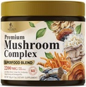 きのこの粉は2200mg - 有機ライオンのマネ、Reishi、Cordyceps、Chaga、トルコの尾のきのこのエキスの補足の記憶及び頭脳サポートのための1つの複雑な方式の粉で11 - 60のサービングを補います