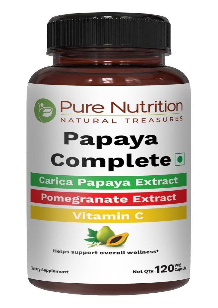 ピュア栄養パパイヤ完全 | 120キャップ | カリカパパイヤ 葉エキス(鉄・VIT C・VIT A・葉酸) | 血小板免疫・消化非GMO対応 | グルテンフリー対応
