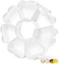 MOLN HYMYの大きい週刊の丸薬箱 7 日、かわいい丸薬の箱のオルガナイザー 1 日、花の丸薬の容器 1 日、ビタミン/魚油/徴候(白)のためのきれいな薬ディスペンサー