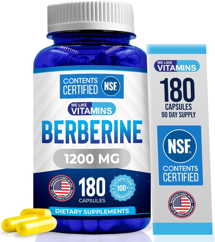 ビタミンBerberineの補足、1200mgの純粋な最高の強さのBerberine HCL - 180のベジタリアンのカプセル(グルテンフリー、非GMO) - 90のサービングを好みます