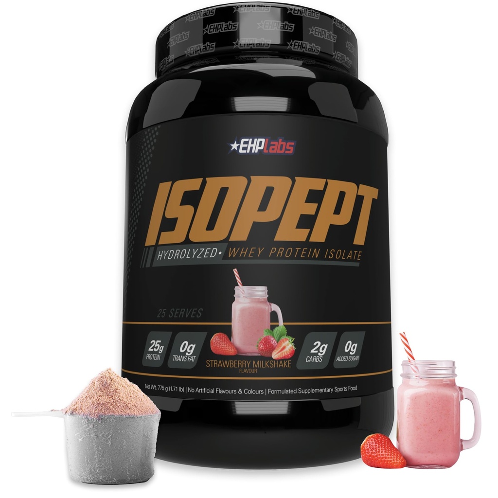 EHPlabsによるIsoPeptの加水分解された乳しよう蛋白質の粉- 100%の乳しよう蛋白質の隔離剤及び加水分解物、蛋白質、非GMOのグルテンフリー、速い吸収、容易な消化、27のサーブ(いちごミルクセーク)