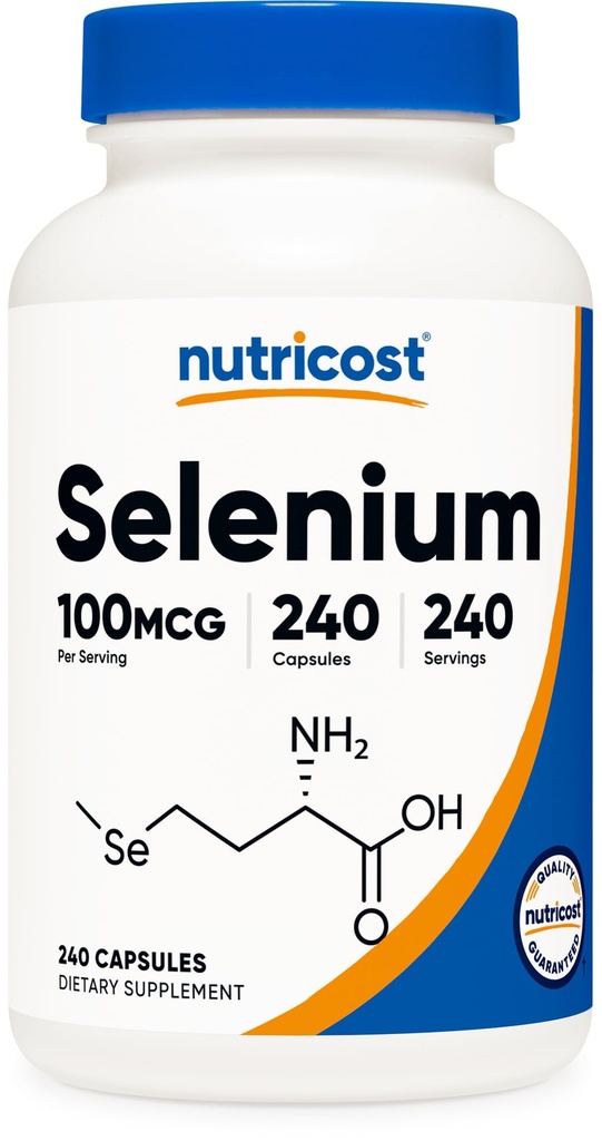 Nutricostセレンサプリメント100mcg、240カプセル、ベジタリアン、グルテンフリー&非GMO