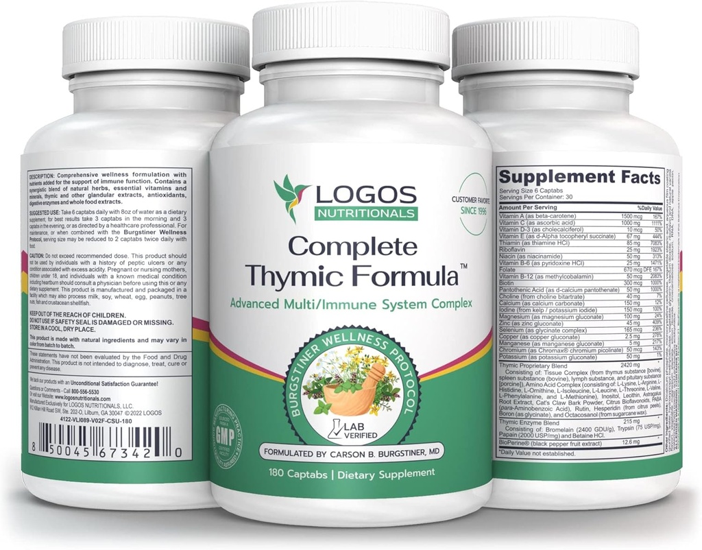 Thymus Glandular抽出物(180カウント)による包括的なマルチビタミン&マルチミネラル(Thymic FormulaTM)