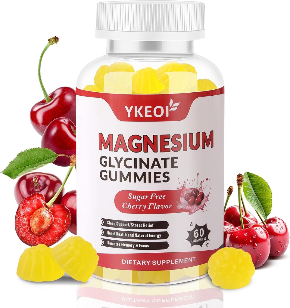 Magnesium Glycinate Gummies 500 Mg,Sugar Free Magnesium Supplement Triple Magnesium Complex with Malate 400 Mg, Citrate 400 Mg Ashwagandha 100Mg Magnesium Supplement for Adults - 60 Gummies