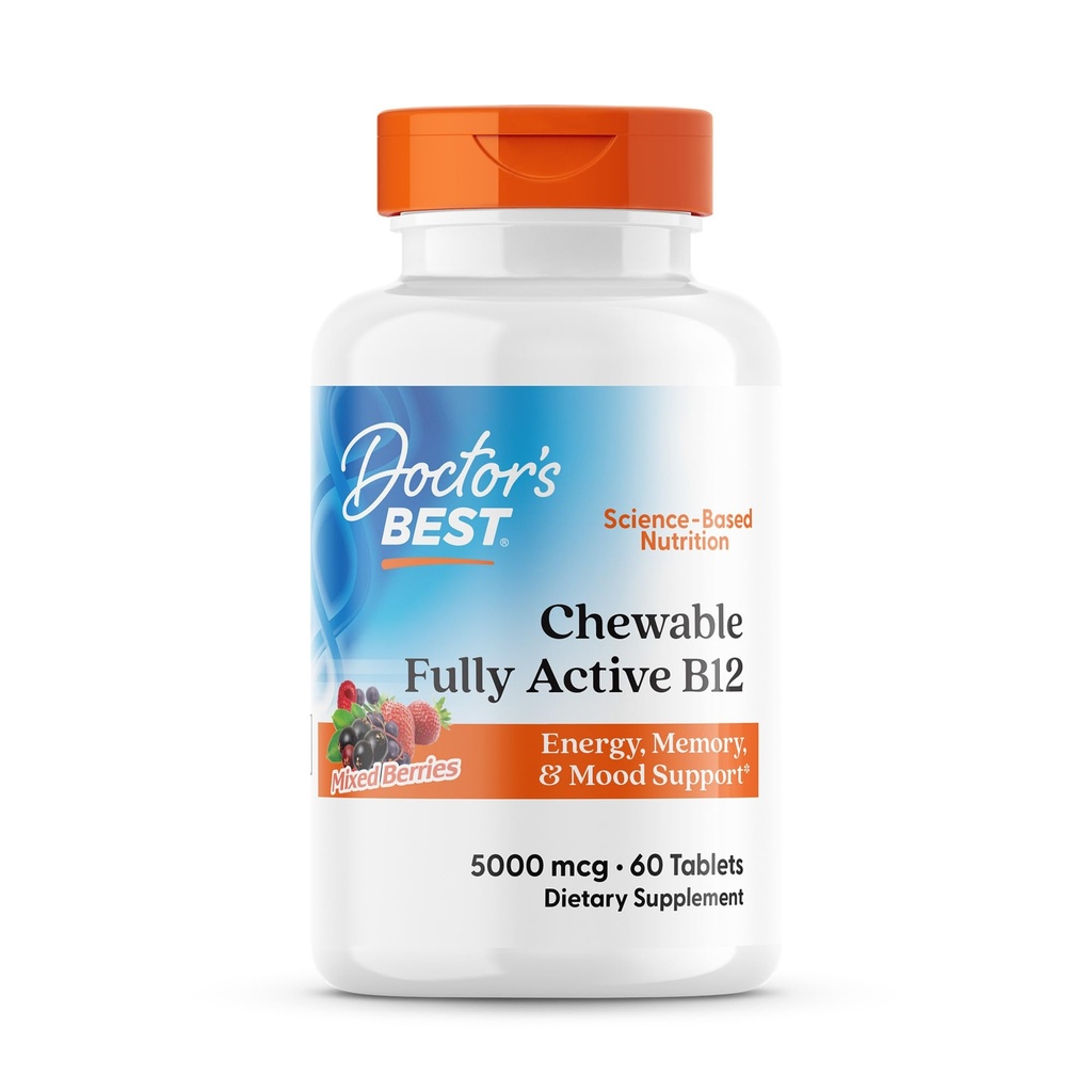 医者の最高のChewable十分に活動的なメチルB12、Methylcobalamin、エネルギー、記憶及び気分サポート、非GMO、グルテンフリー、大豆は放します、ビーガン60のタブレット