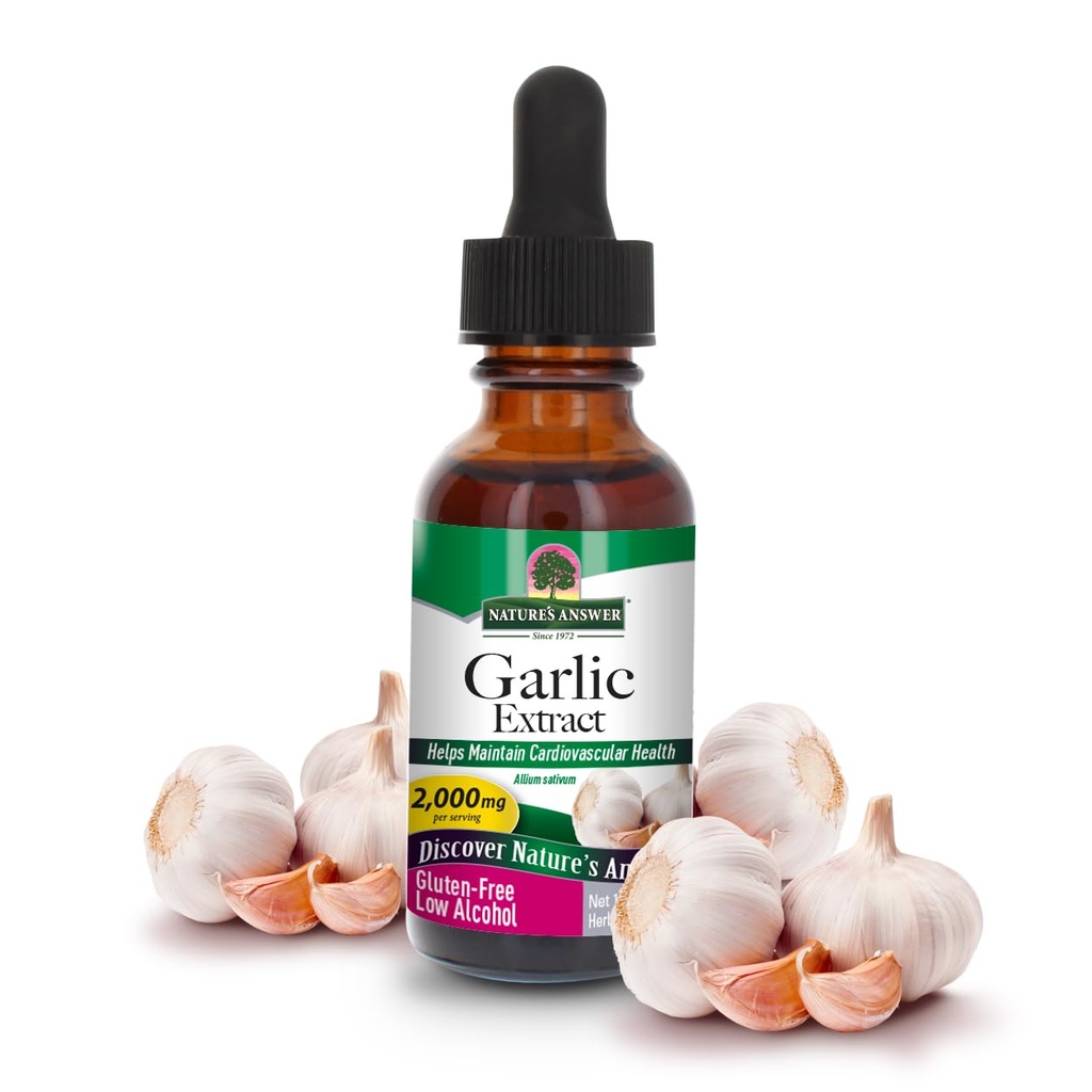 Nature's Answer Garlic Extract | 総合健康と健康を促進 | 低有機アルコールで製造 | グルテンフリー・非GMO・コーシャ認定 | 1oz