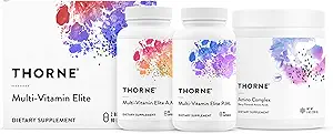 THORNE - マルチビタミンエリートAM&PM(180カプセル)&アミノコンプレックス(ベリー、8オズ)バンドル - エネルギー生産とアスレチックパフォーマンスをサポート - グルテン、酪農場&大豆フリー