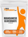 BulkSupplements.comマンガングルコネートパウダー - マンガンサプリメント、エッセンシャルトレースミネラル - 高吸収&グルテンフリー、サービングあたり225mg、250g(8.8オンス)(パッケージ1)