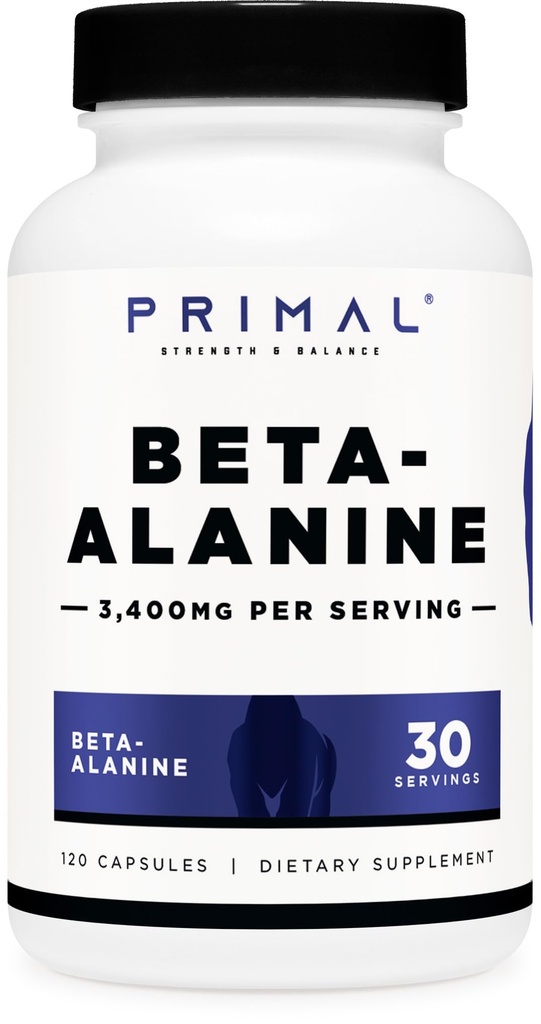 プリマル・ベータアラニンのカプセル3400mg (30サービング、120のカプセル) - 補足、グルテンフリー及び非GMO、帽子ごとの850mg