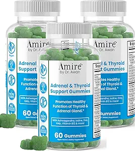 Awan Thyroid Support Gummies博士によるAmire、Thyroid、Kellp、Selenium、Ashwagandhaの健全な機能を推進し、エネルギー、免除、Metabolism、180ct、90dayの供給を改善します