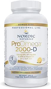 Nordic Naturals ProOmega 2000-D、レモンフレーバー - 90 ソフトゲル - 2150 mg Omega-3 + 1000 IU D3 - 超高周波魚油 - EPA&DHA - 脳、心臓、免疫の健康 - Non-GMO - 45 サービング