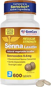 GenCare Senna Laxative 600 は、天然のセナ 8.6mg 錠を錠剤にします。 | 便秘、膨満、ガス、不規則性救済のための乳剤。 安全・効果的 | ゼノコットのジェネリック